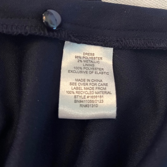 Dark blue, high neck, tier dress by Fortune and Ivy size MP w/ flutter sleeves - Picture 11 of 13